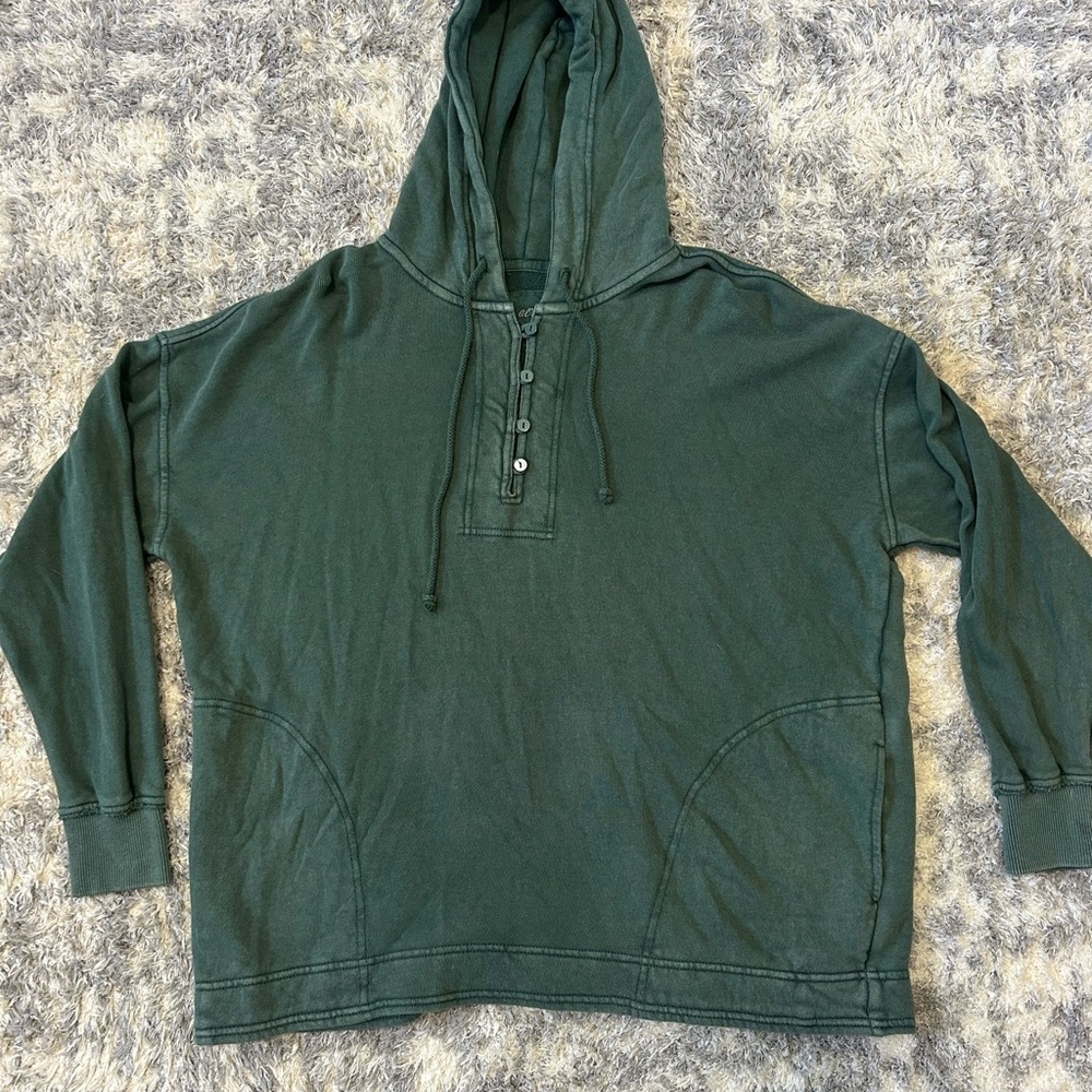 Aerie Olive Green Henley Hoodie